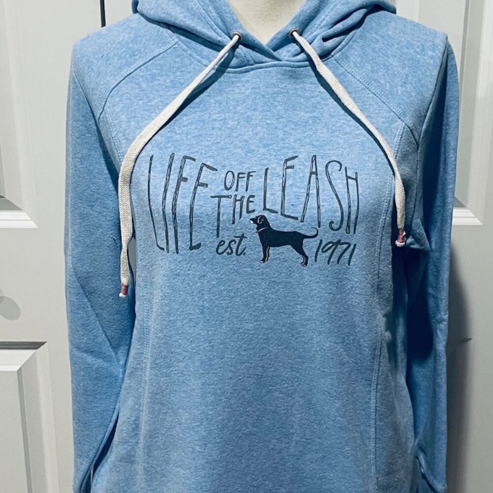 Black Dog Vintage Collection  Light Blue Long Body Hoodie Sweatshirt